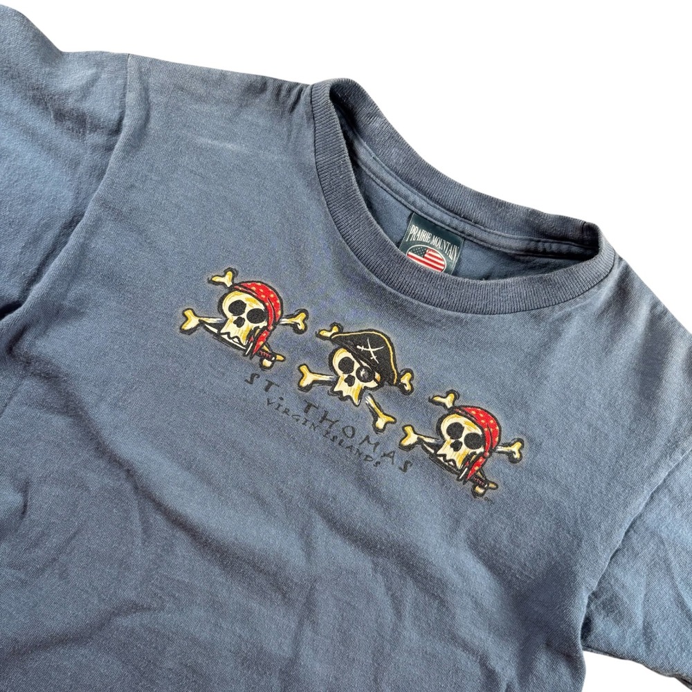 VTG St Thomas Pirate Graphic T-Shirt Prairie Mountain Kids‎ 10/12 USA Made